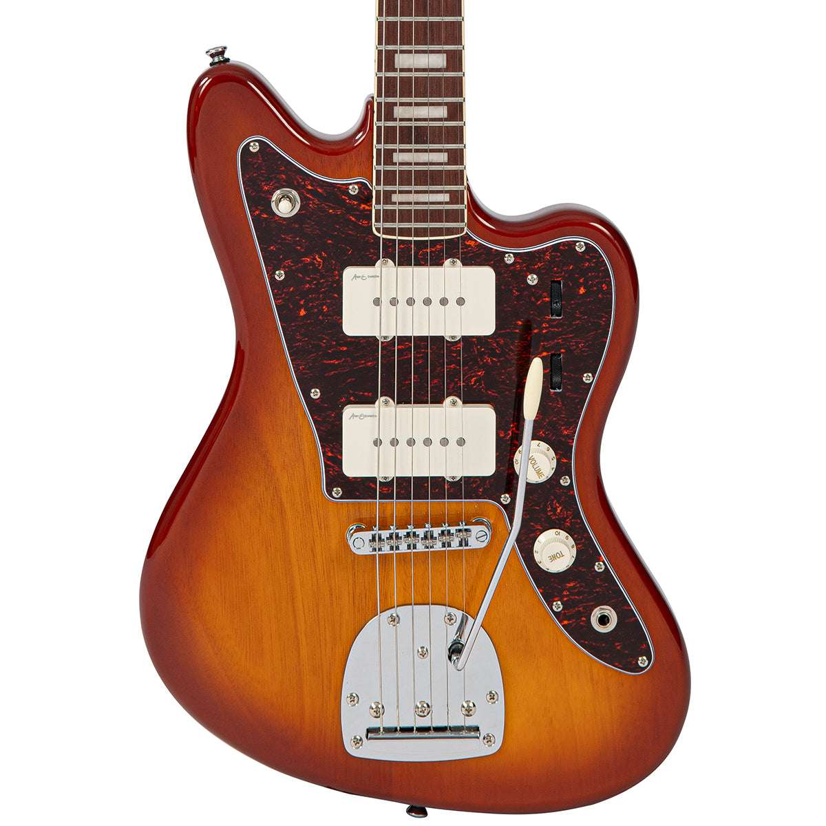 Vintage REVO Series 'Surfmaster 90' Electric Guitar ~ Amberburst - Richards Guitars Of Stratford Upon Avon