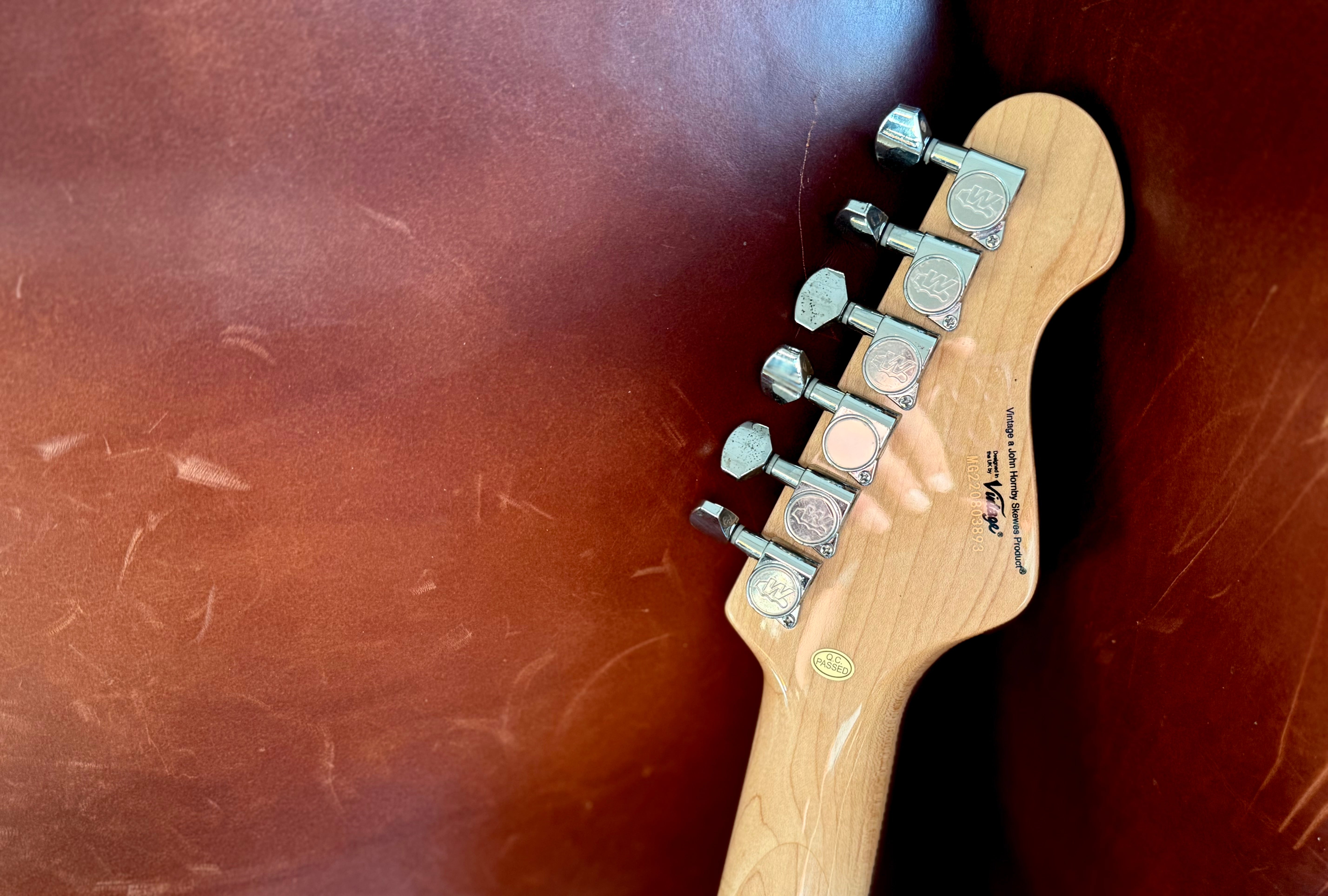 Vintage V6M24 ReIssued Electric Guitar ~ Laguna Blue, Electric Guitar for sale at Richards Guitars.