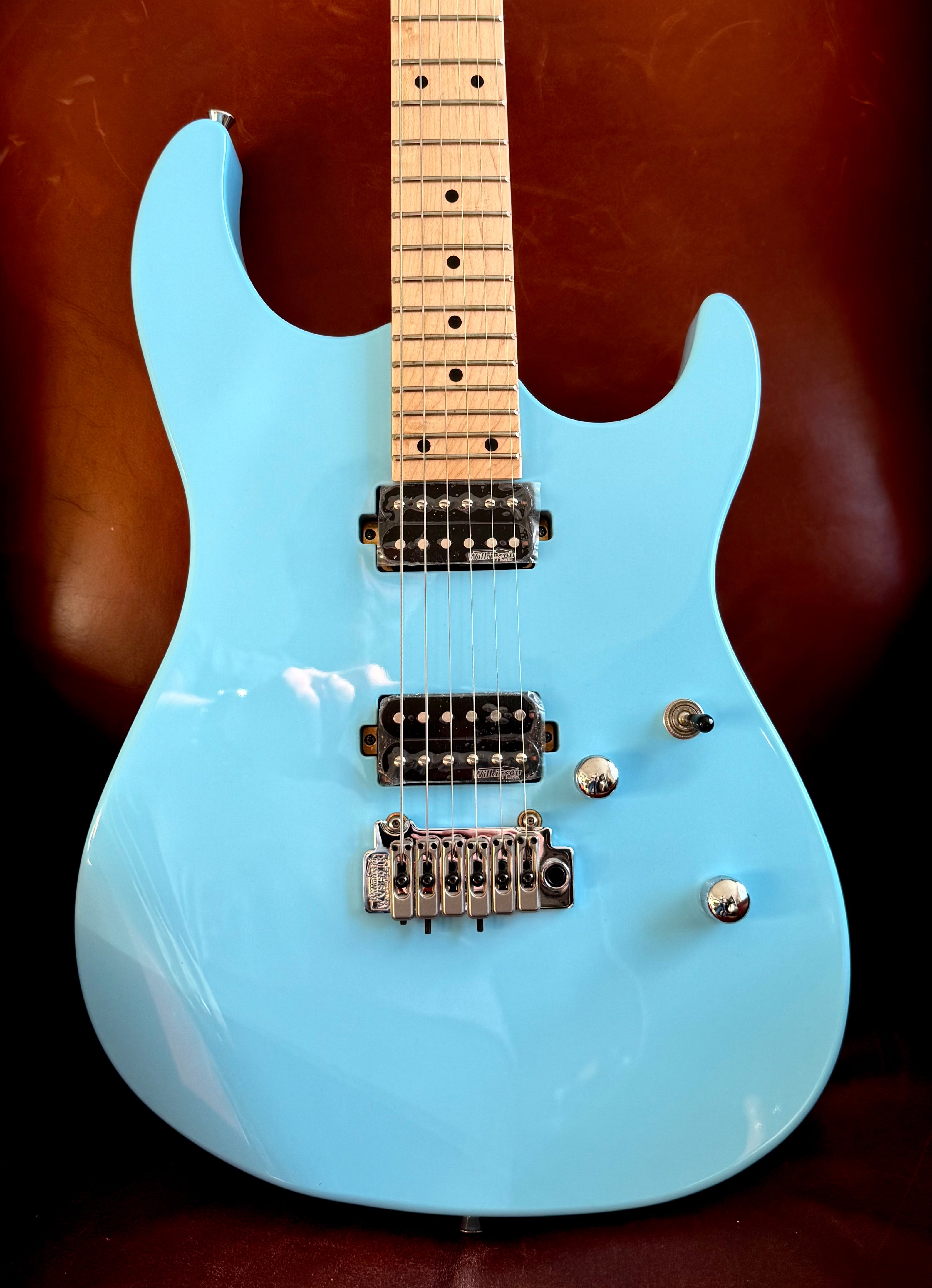 Vintage V6M24 ReIssued Electric Guitar ~ Laguna Blue, Electric Guitar for sale at Richards Guitars.