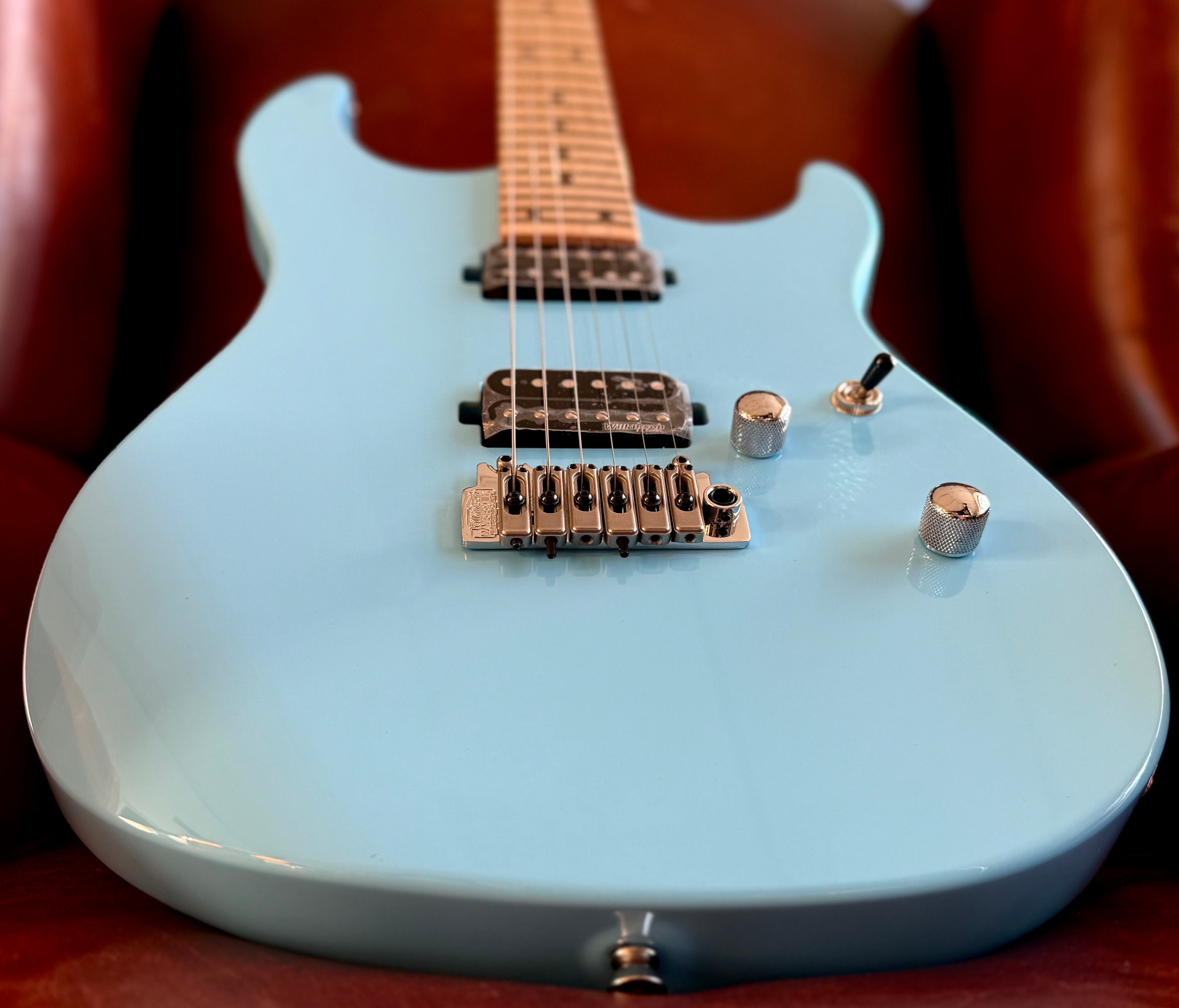 Vintage V6M24 ReIssued Electric Guitar ~ Laguna Blue, Electric Guitar for sale at Richards Guitars.
