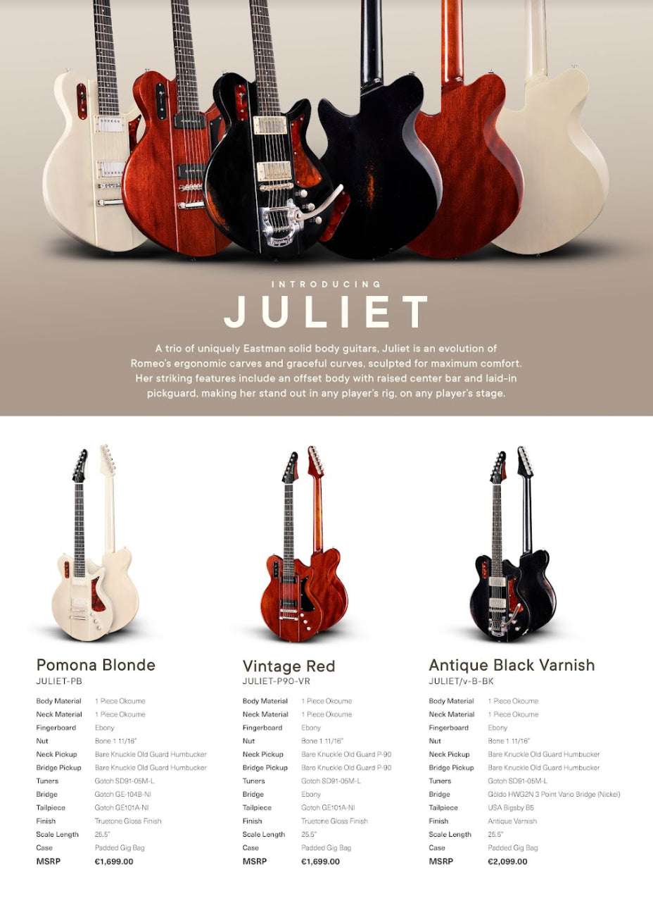 Eastman Juliet-P90-VR Vintage Red (Price inc. Custom Pro Setup Package), Electric Guitar for sale at Richards Guitars.