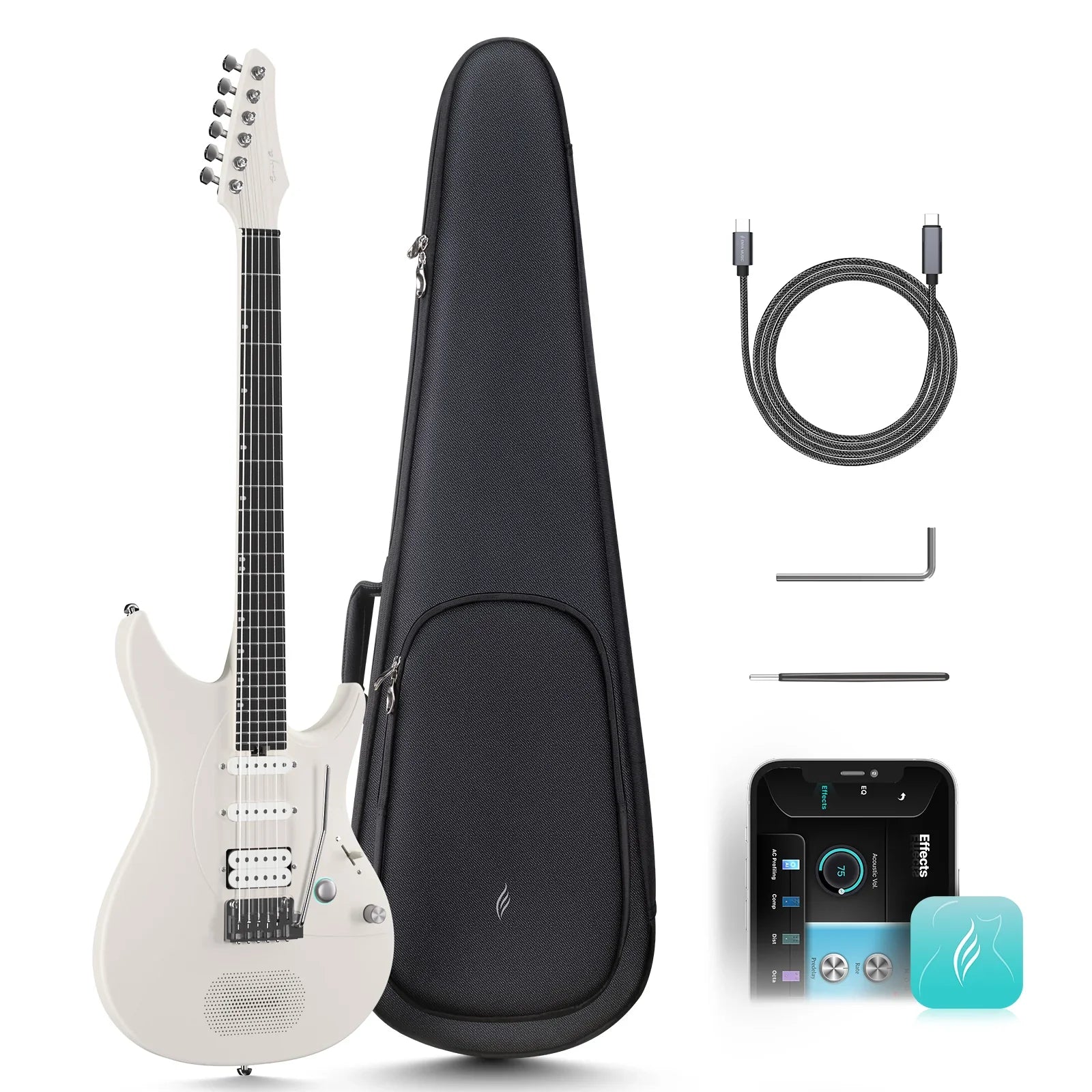 Enya Inspire Electric Smart Guitar in White
