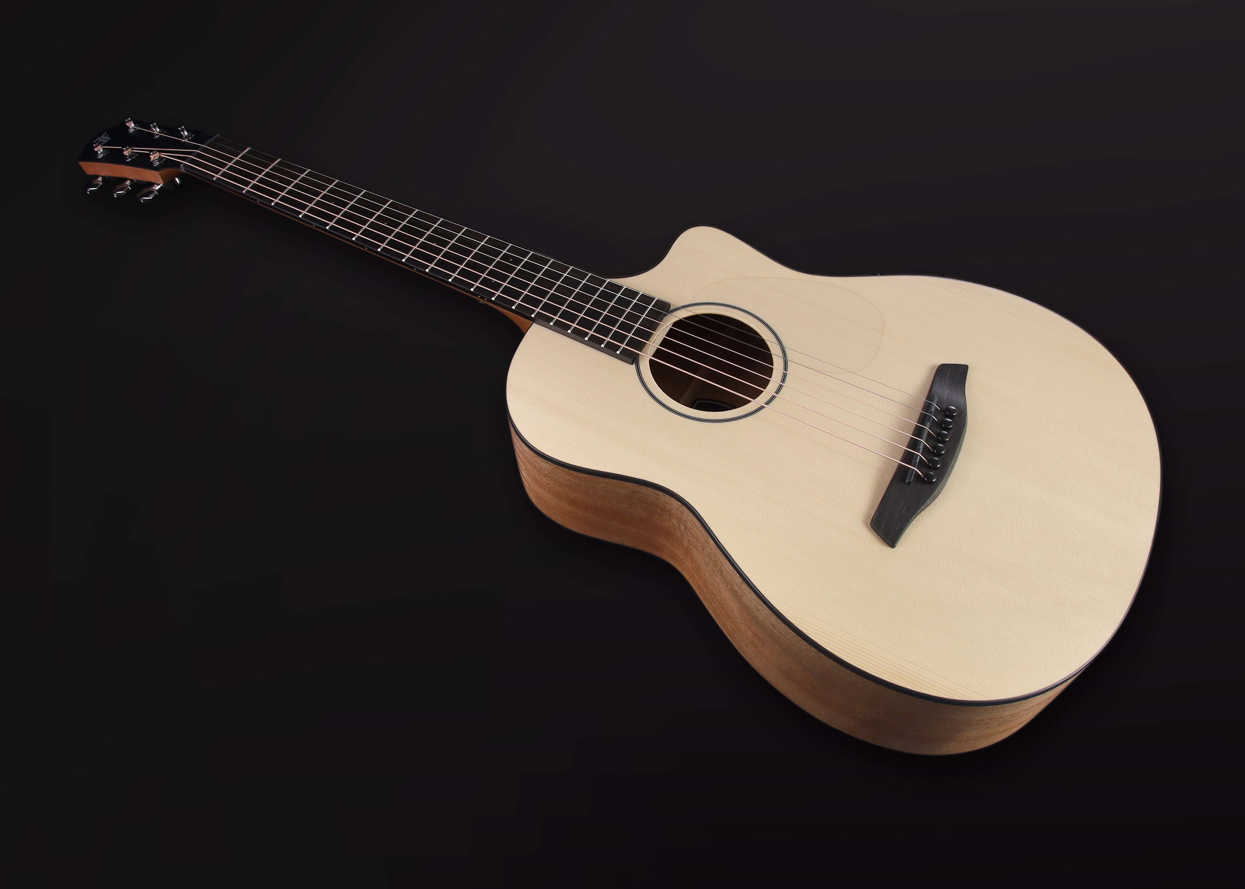Furch Pioneer EM: Engelmann spruce top with African mahogany back and sides. (Furch Mini / Travel Guitar) (2025 CNR Active Upgrade Model), Acoustic Guitar for sale at Richards Guitars.