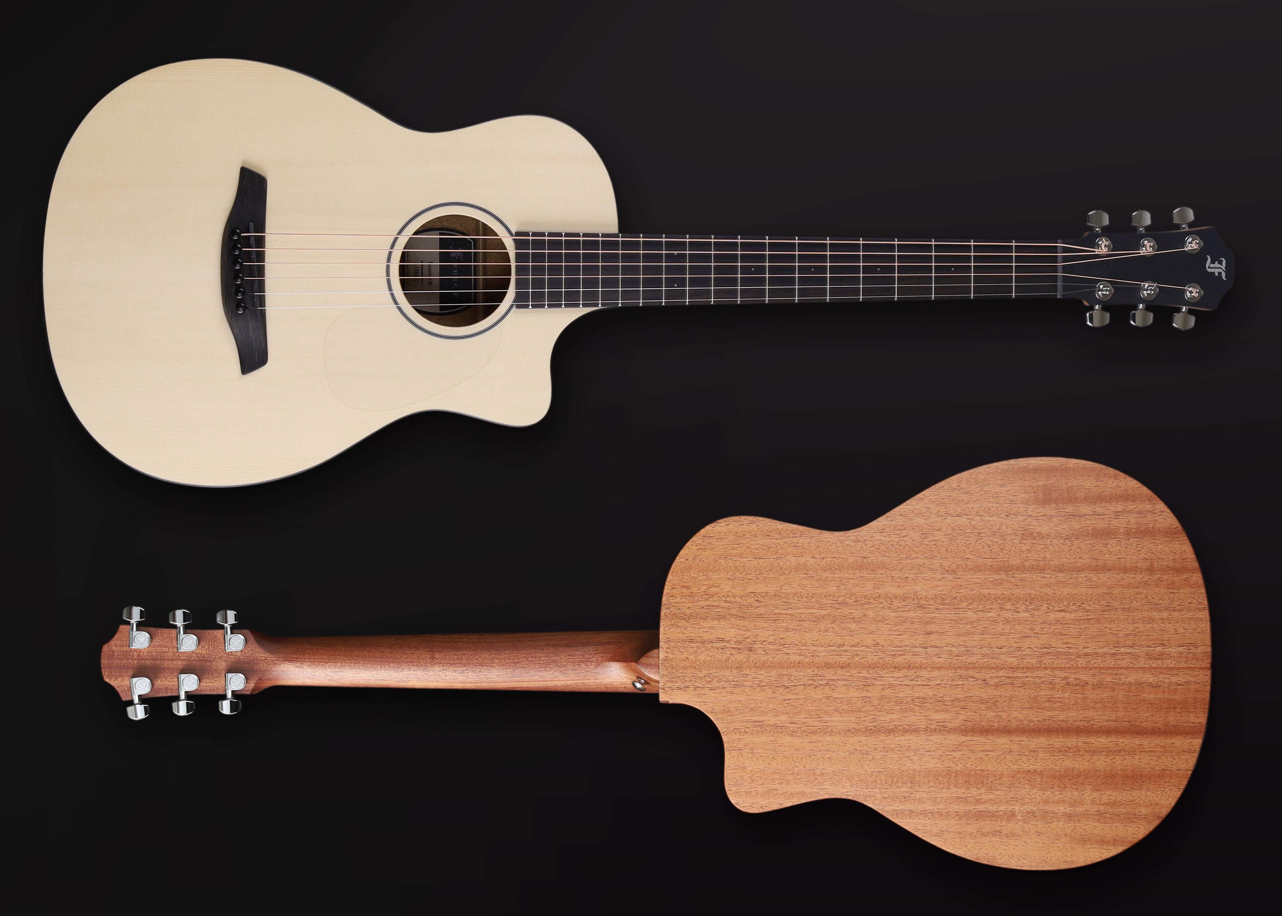 Furch Pioneer EM: Engelmann spruce top with African mahogany back and sides. (Furch Mini / Travel Guitar) (2025 CNR Active Upgrade Model), Acoustic Guitar for sale at Richards Guitars.
