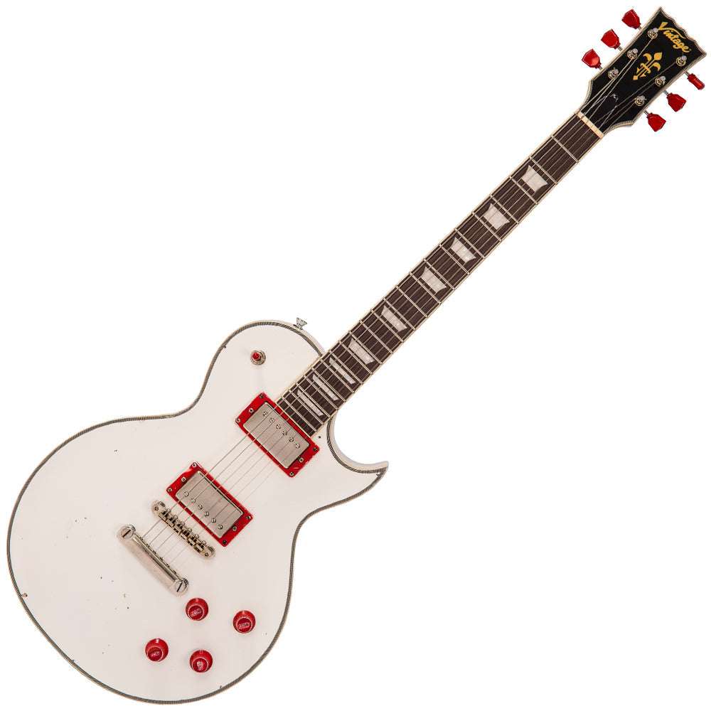 IN BUILD: - Vintage V100 ProShop Unique ~ Arctic White, Electric Guitar for sale at Richards Guitars.