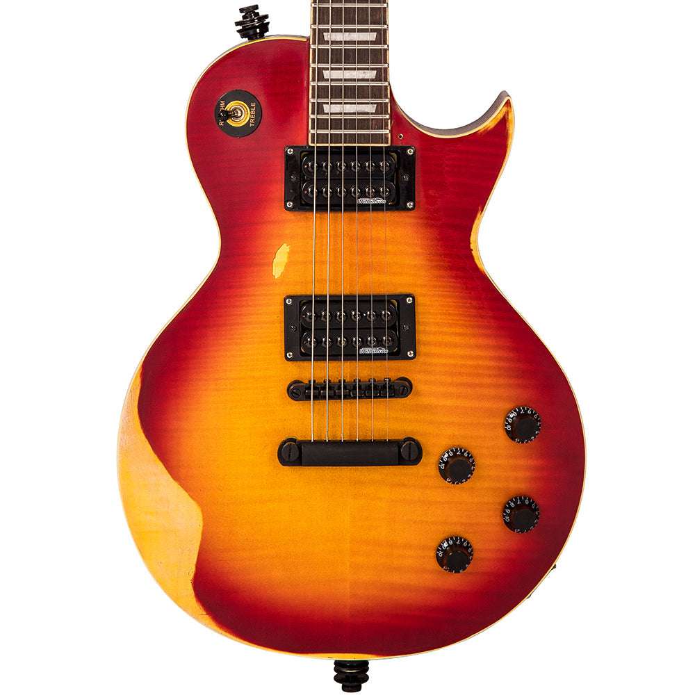 IN BUILD: - Vintage V100 ProShop Unique ~ Cherry Sunburst, Electric Guitar for sale at Richards Guitars.