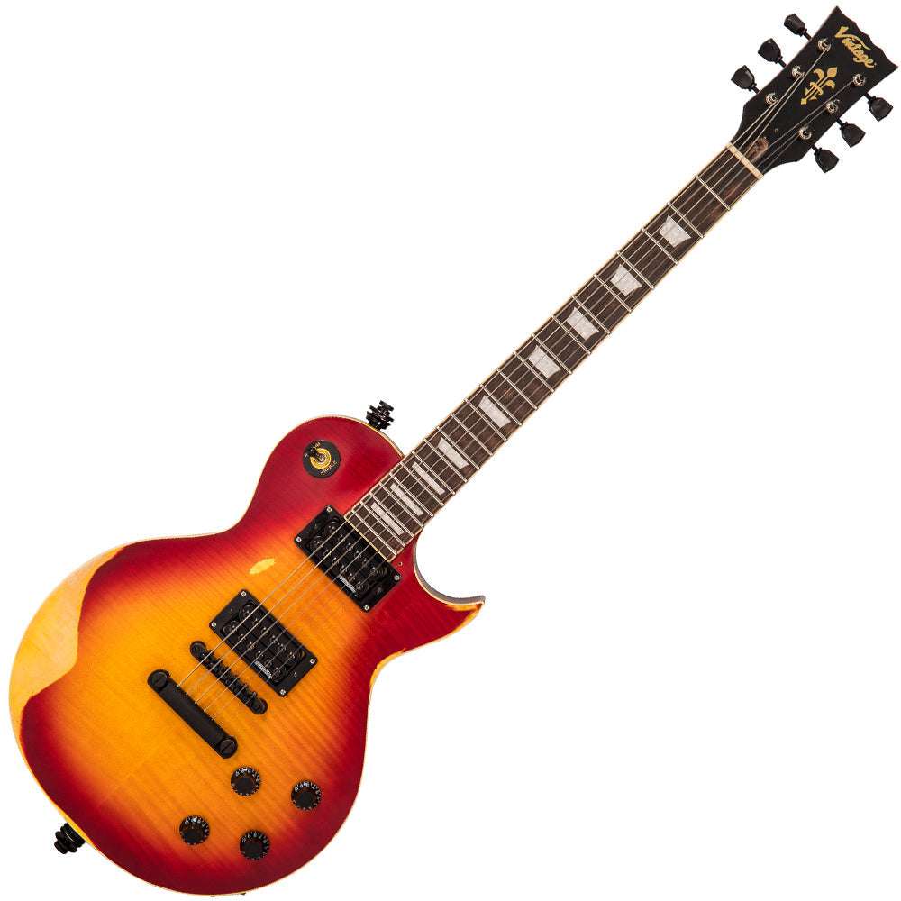 IN BUILD: - Vintage V100 ProShop Unique ~ Cherry Sunburst, Electric Guitar for sale at Richards Guitars.