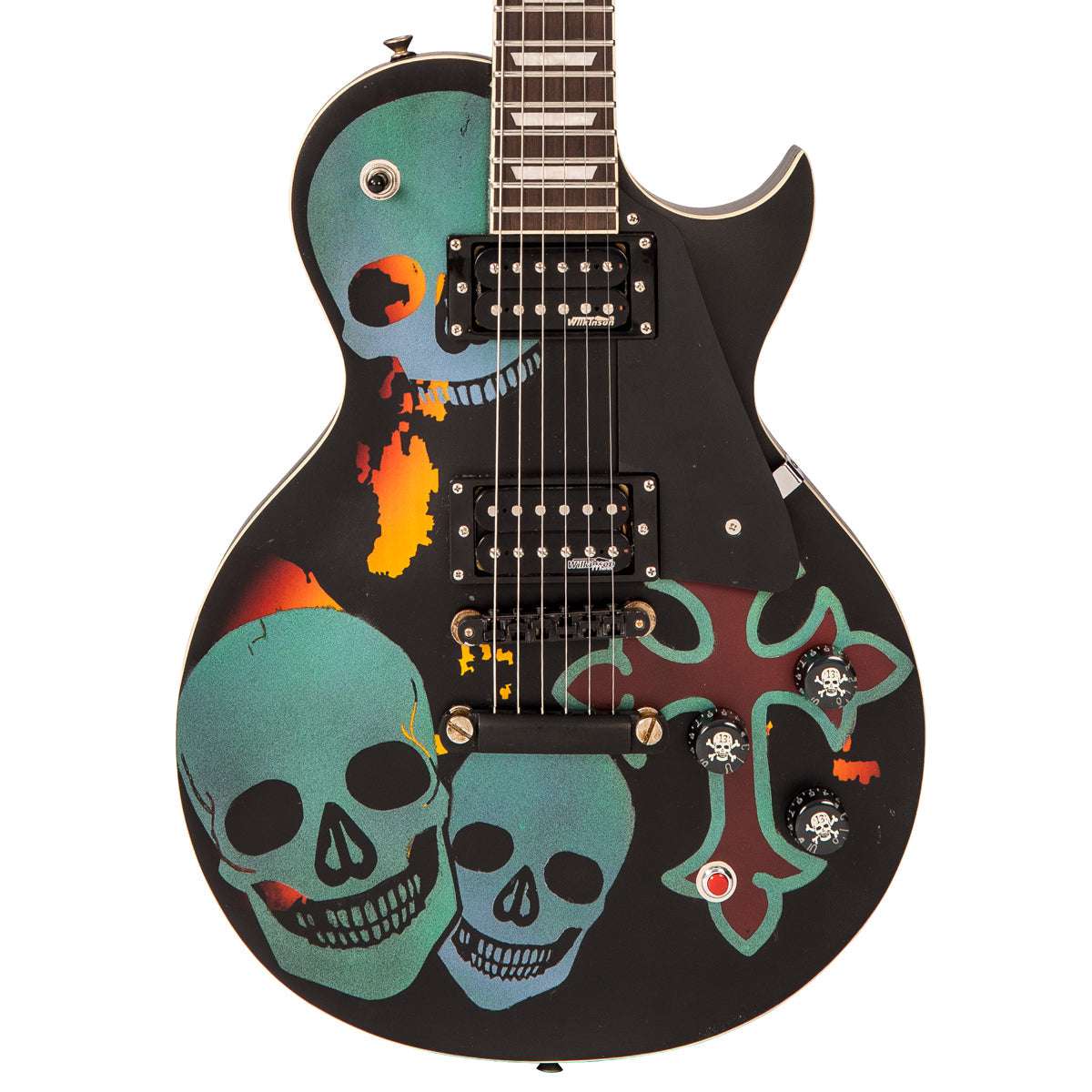 IN BUILD: - Vintage V100 ProShop Unique ~ Day of the Dead, Electric Guitar for sale at Richards Guitars.