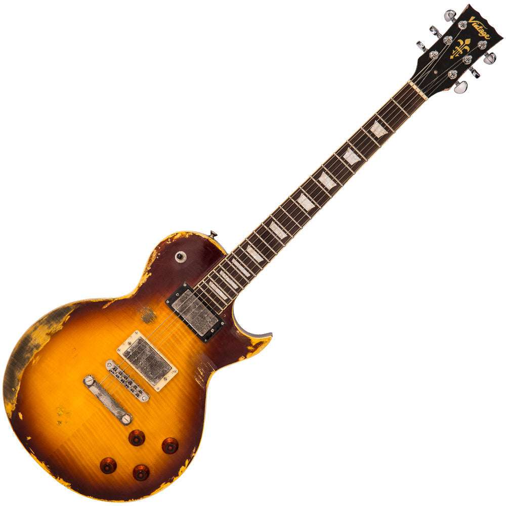 IN BUILD: - Vintage V100 ProShop Unique ~ Tobacco Sunburst, Electric Guitar for sale at Richards Guitars.