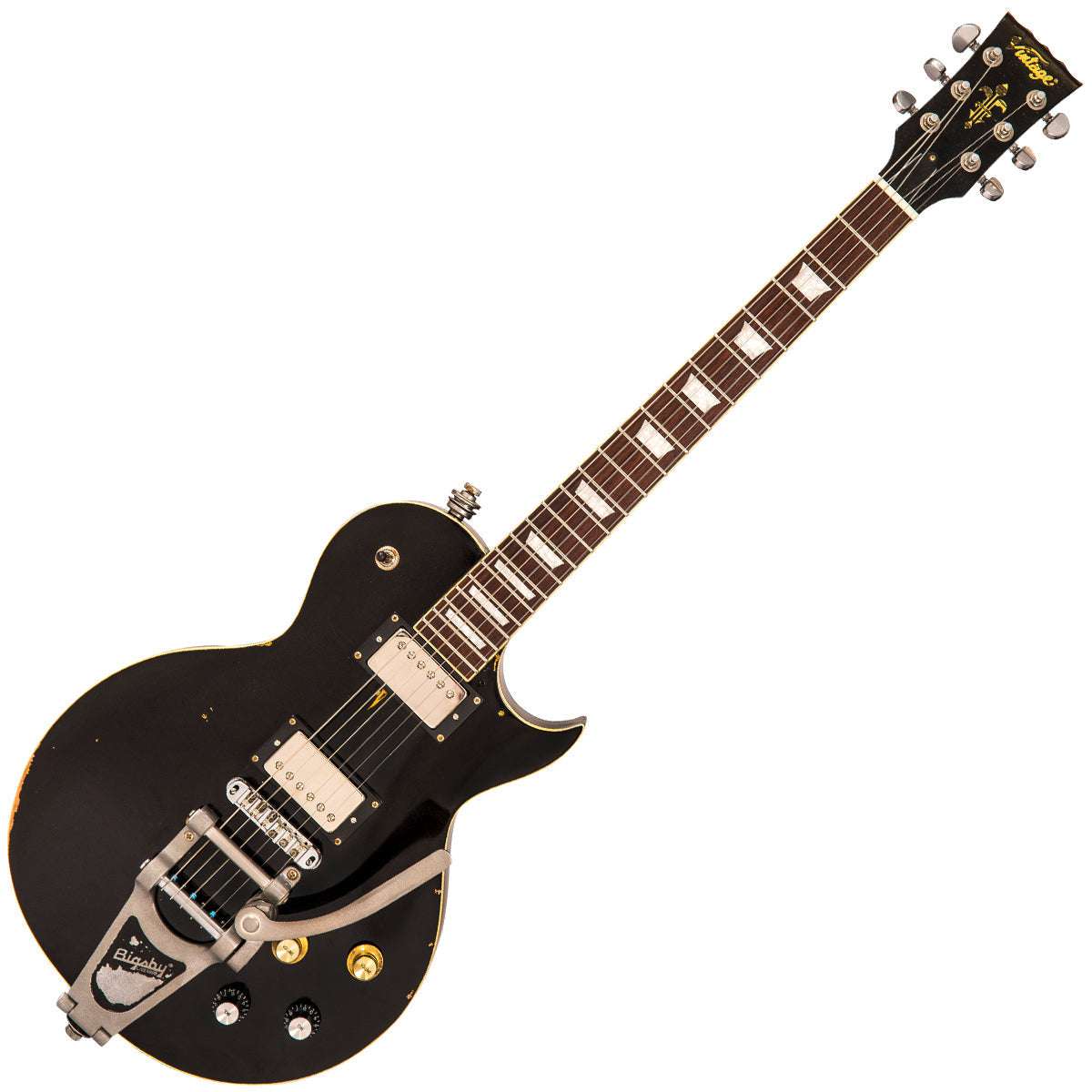IN BUILD: - Vintage V100 ProShop Unique ~ Vintage Black, Electric Guitar for sale at Richards Guitars.