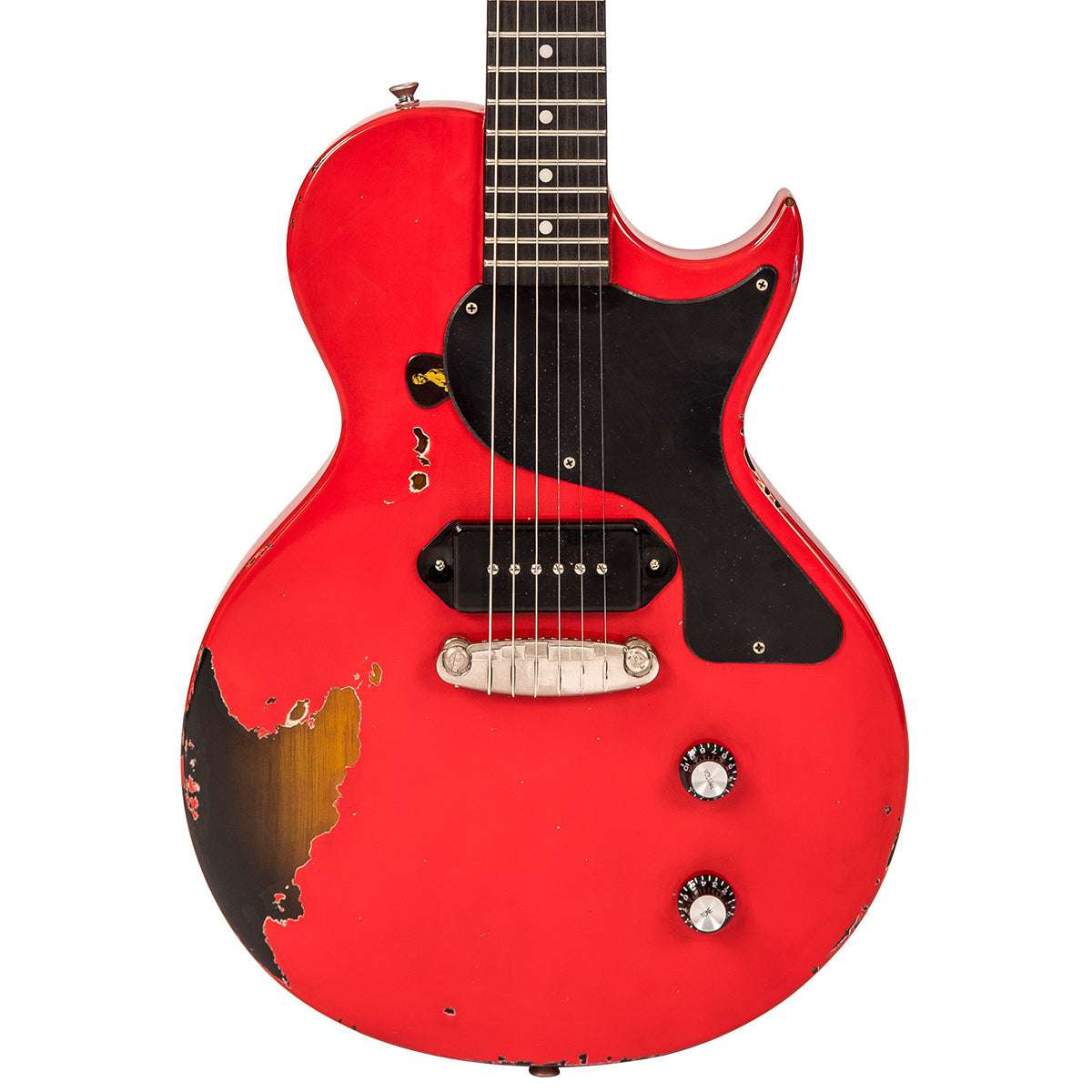 IN BUILD: - Vintage V120 ProShop Unique ~ Distressed Red / Tobacco Burst, Electric Guitar for sale at Richards Guitars.