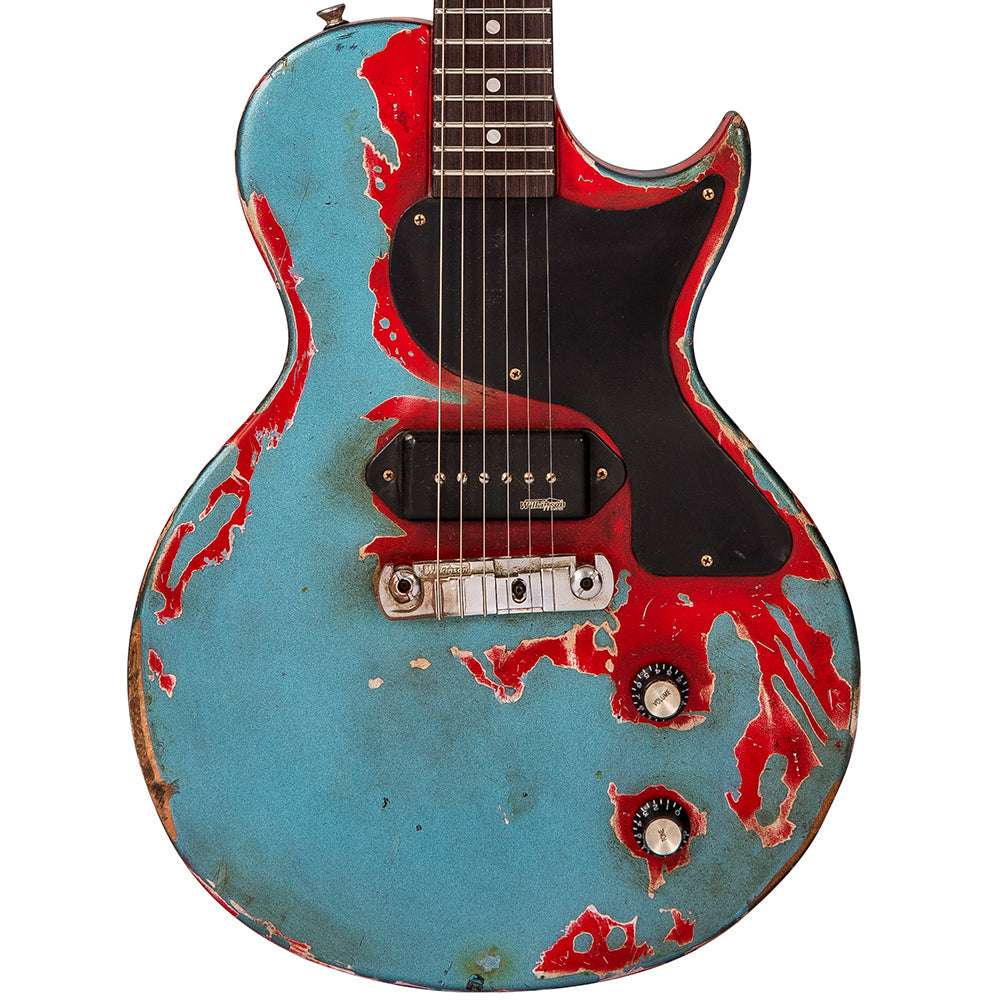IN BUILD: - Vintage V120 ProShop Unique ~ Gun Hill Blue on Red, Electric Guitar for sale at Richards Guitars.