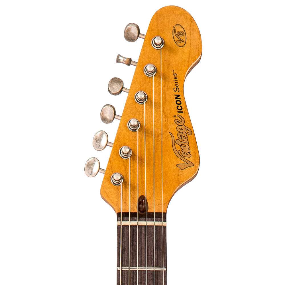 IN BUILD: - Vintage V6 ProShop Unique ~ Boulevard Black Fire, Electric Guitar for sale at Richards Guitars.