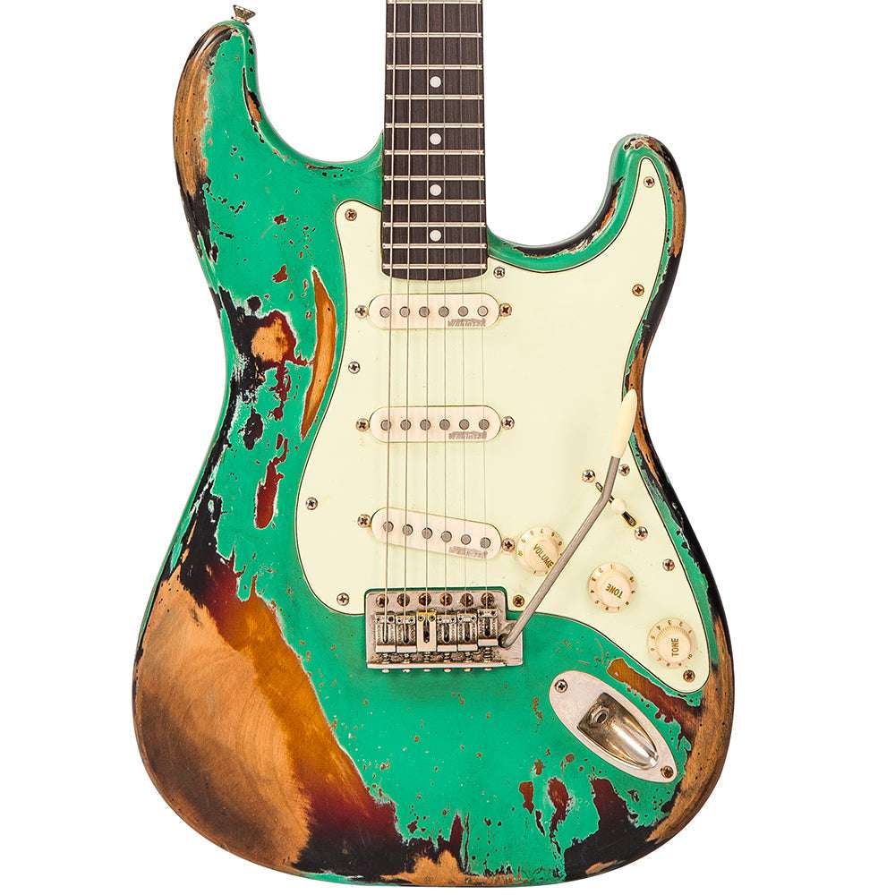 IN BUILD: - Vintage V6 ProShop Unique ~ Ventura Green/Tobacco Burst, Electric Guitar for sale at Richards Guitars.
