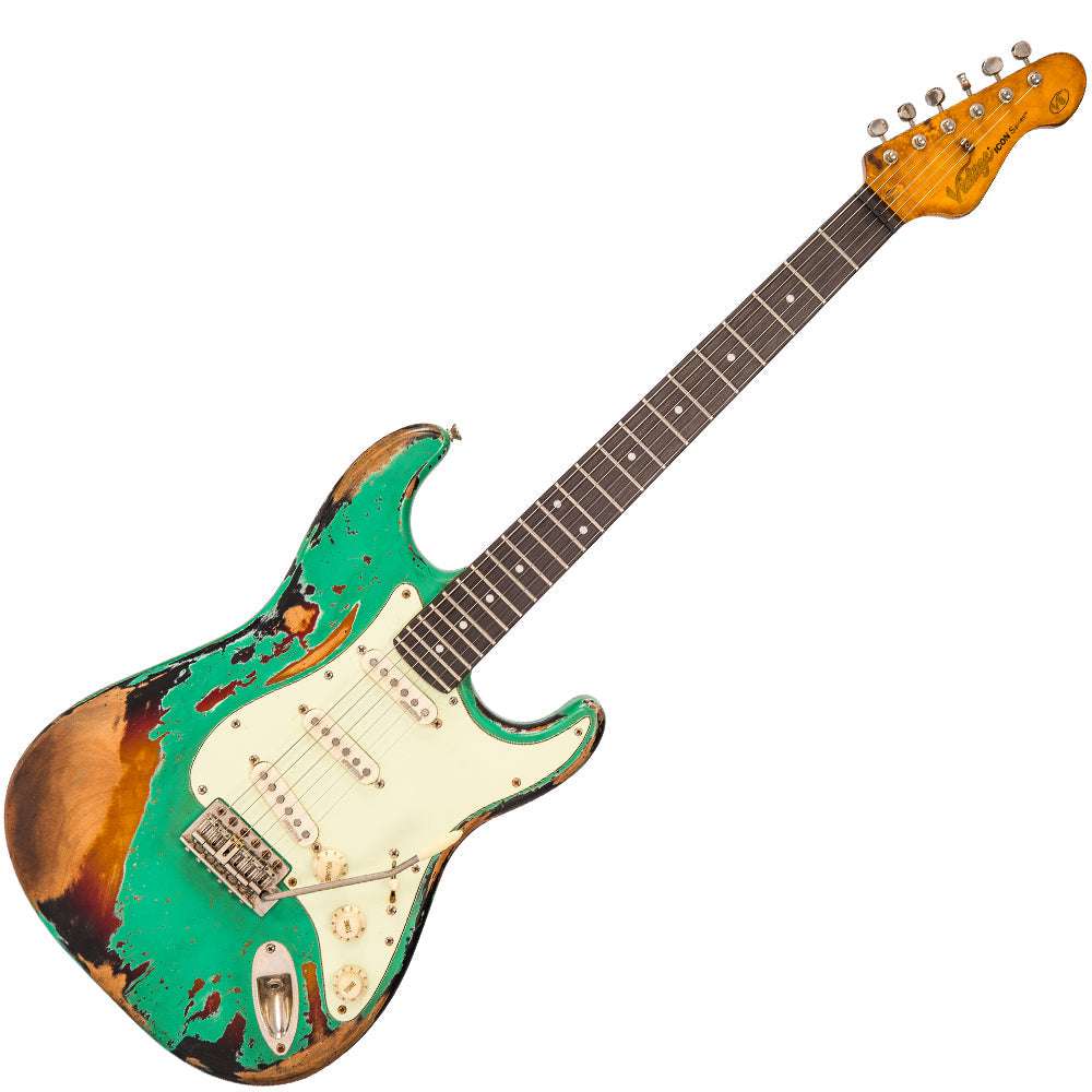 IN BUILD: - Vintage V6 ProShop Unique ~ Ventura Green/Tobacco Burst, Electric Guitar for sale at Richards Guitars.