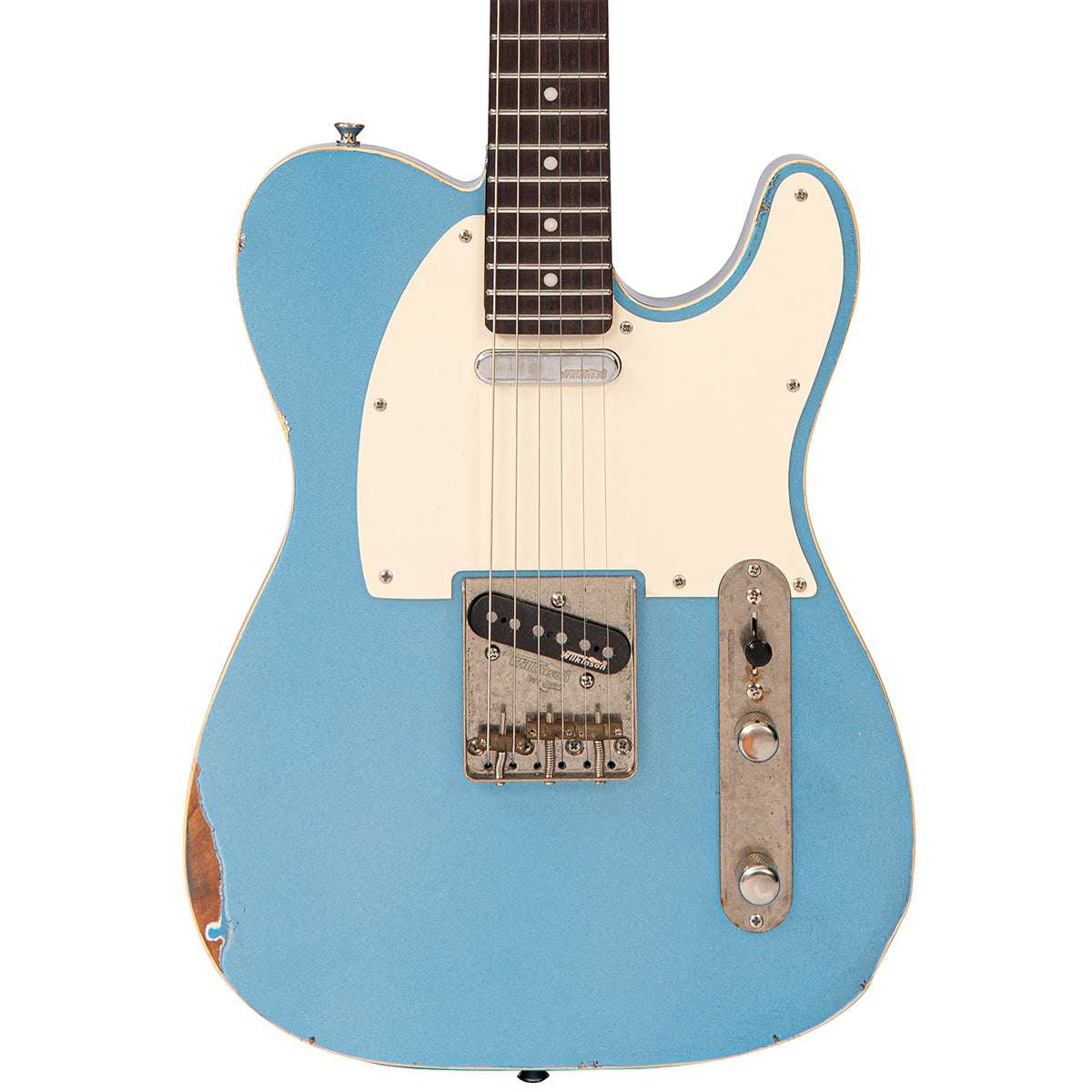 IN BUILD: - Vintage V62 ProShop Unique ~ Blue Sparkle, Electric Guitar for sale at Richards Guitars.
