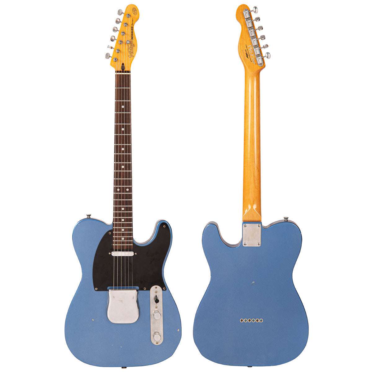 IN BUILD: - Vintage V62 ProShop Unique ~ Cracked Metallic Blue, Electric Guitar for sale at Richards Guitars.