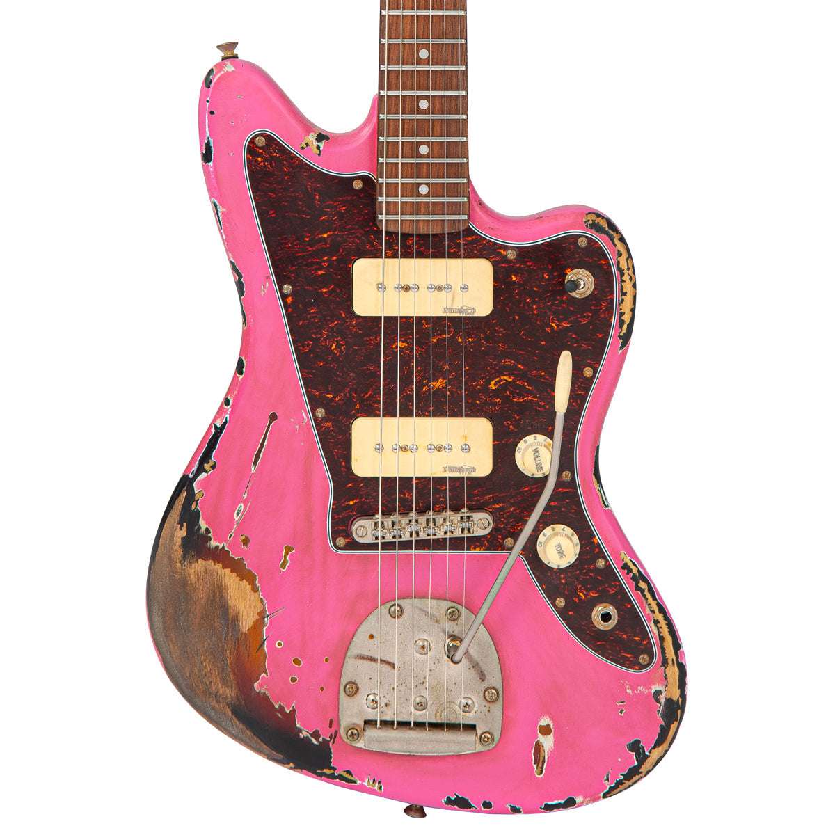 IN BUILD: - Vintage V65 ProShop Custom-Build ~ Heavy Distress ~ Bubblegum Pink Over Sunburst, Electric Guitar for sale at Richards Guitars.