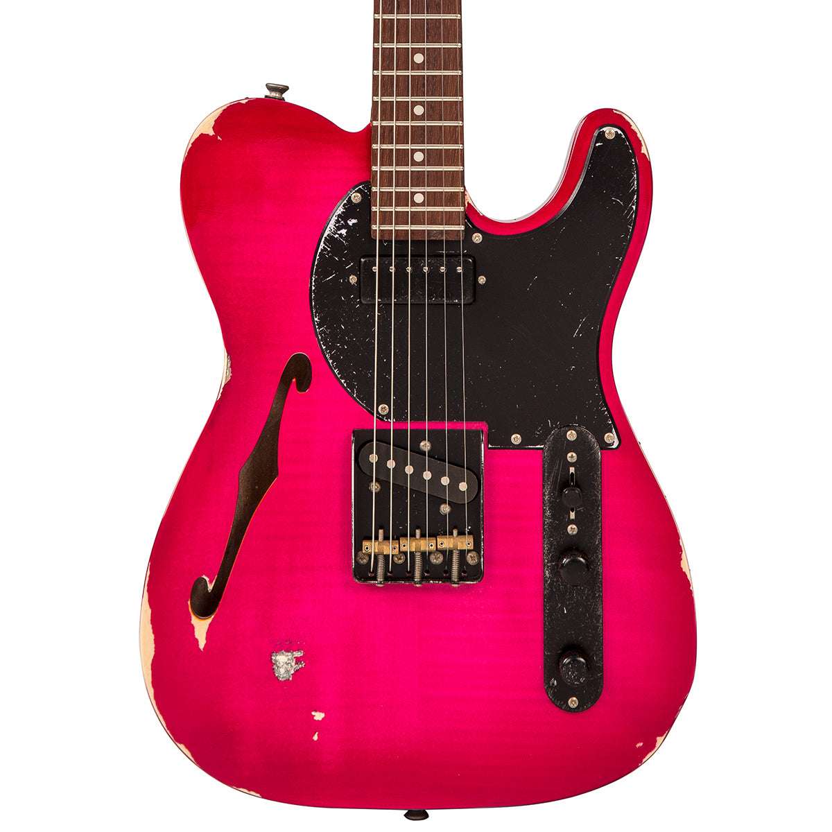 IN BUILD: - Vintage V72 ProShop Unique ~ Flamed Pink Relic, Electric Guitar for sale at Richards Guitars.