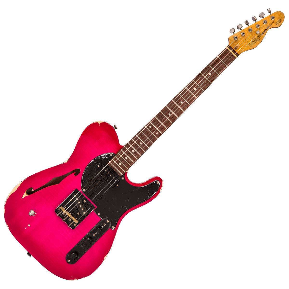 IN BUILD: - Vintage V72 ProShop Unique ~ Flamed Pink Relic, Electric Guitar for sale at Richards Guitars.