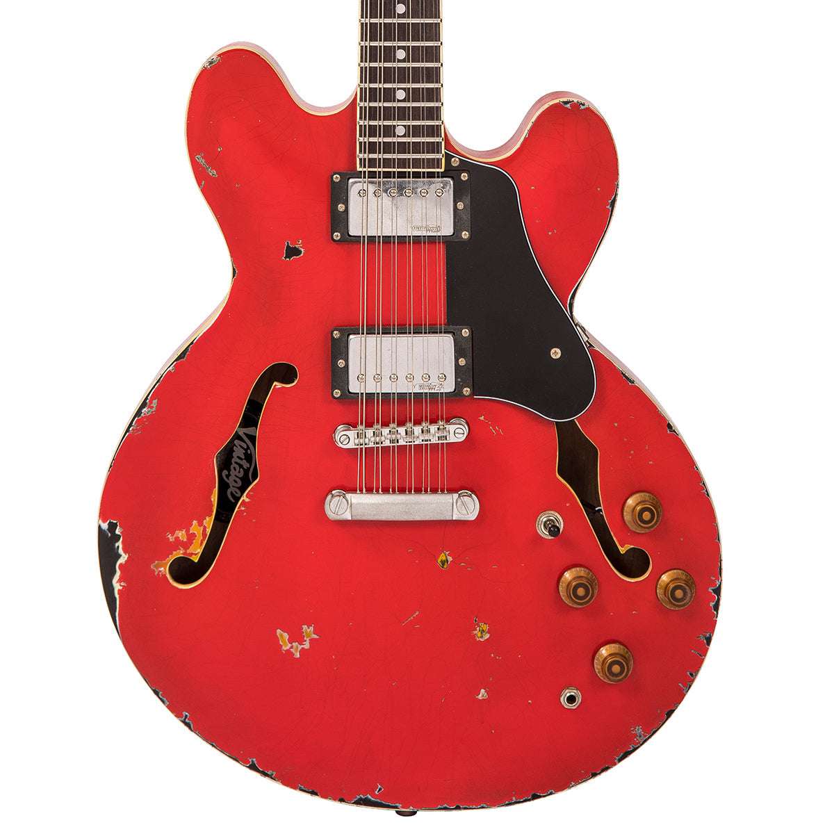 IN BUILD: - Vintage VSA500-12 ProShop Unique ~ Aged Red over Sunburst, Electric Guitar for sale at Richards Guitars.