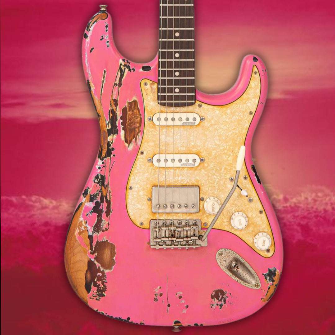 Vintage ProShop "Industrial Punk" Custom V6 in Radioactive Bubblegum Pink & FREE Custom Pro Setup, Chitarra elettrica in vendita da Richards Guitars.