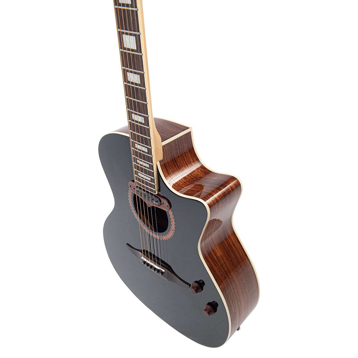 Vintage REVO ELEKTRA ~ Black Silk VRE900BK, Electro Acoustic Guitar for sale at Richards Guitars.