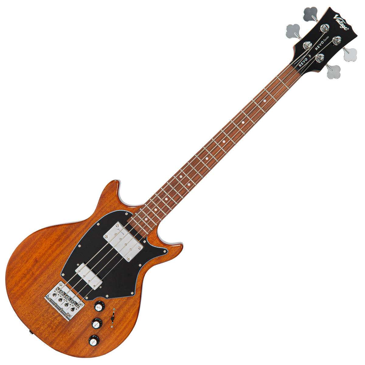 Vintage REVO Series 'Callan' Bass ~ See Thru Honey, Bass Guitar for sale at Richards Guitars.