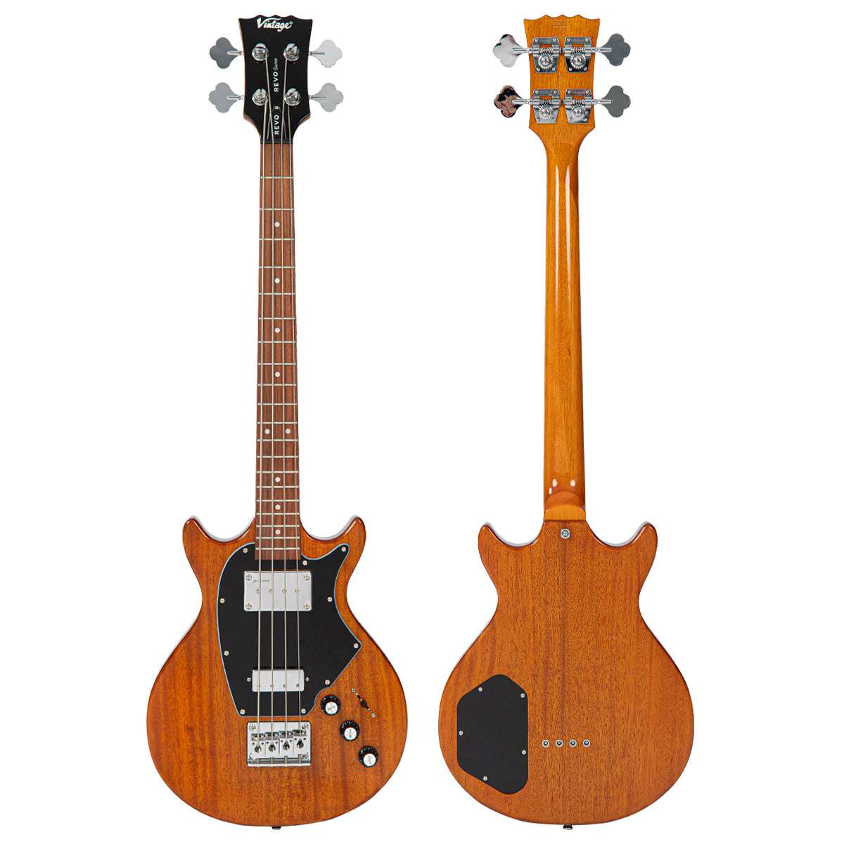 Vintage REVO Series 'Callan' Bass ~ See Thru Honey, Bass Guitar for sale at Richards Guitars.