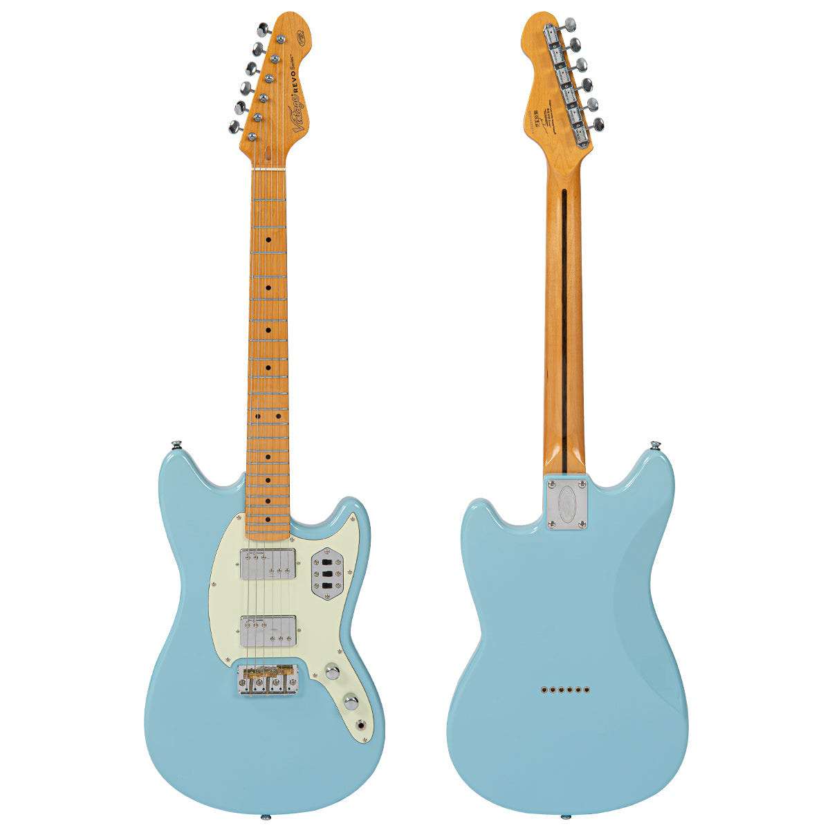 Vintage REVO Series 'Colt HH Twin Hardtail' Electric Guitar ~ Laguna Blue, Electric Guitar for sale at Richards Guitars.