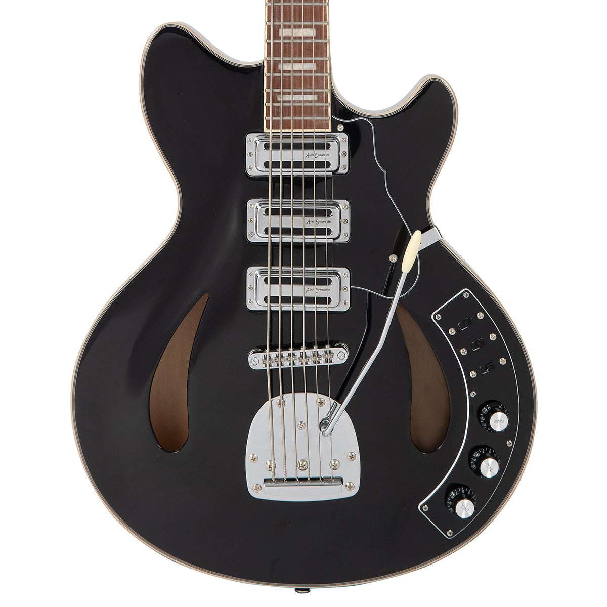 Chitarra semiacustica vintage REVO Series 'Custom Supreme Baritone VI' ~ Boulevard Black, Chitarra elettrica in vendita presso Richards Guitars.