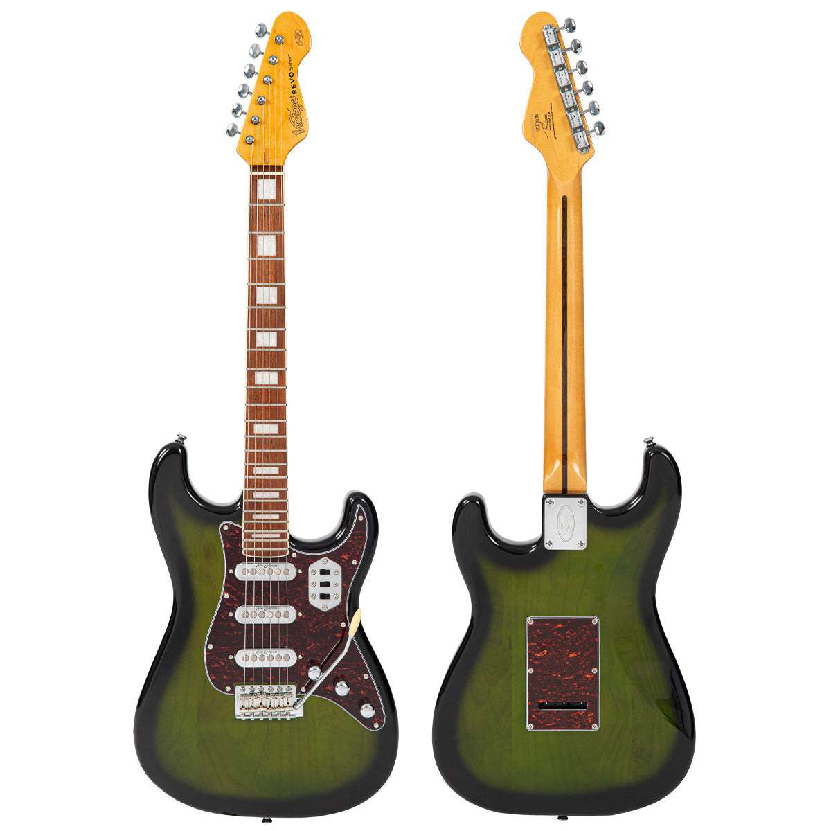 Vintage REVO Series 'Deluxe' Guitar ~ Greenburst, Electric Guitar for sale at Richards Guitars.