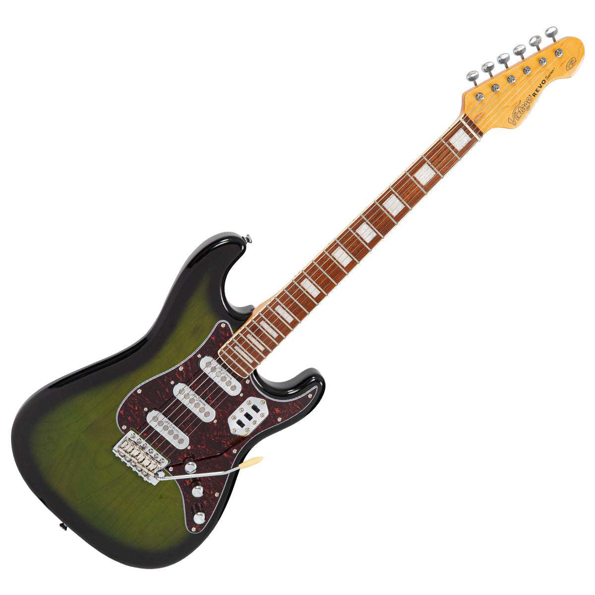 Vintage REVO Series 'Deluxe' Guitar ~ Greenburst, Electric Guitar for sale at Richards Guitars.
