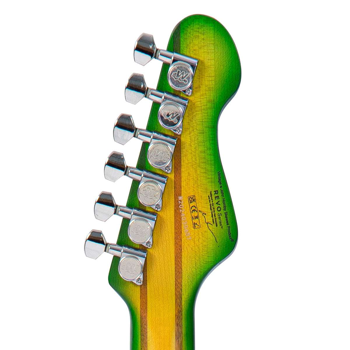 Vintage REVO Series 'Integra' Guitar ~ Green/Yellow Burst, Electric Guitar for sale at Richards Guitars.