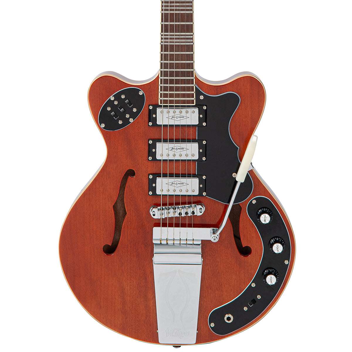 Vintage REVO Series 'Superthin' Electric Guitar ~ Natural, Electric Guitar for sale at Richards Guitars.
