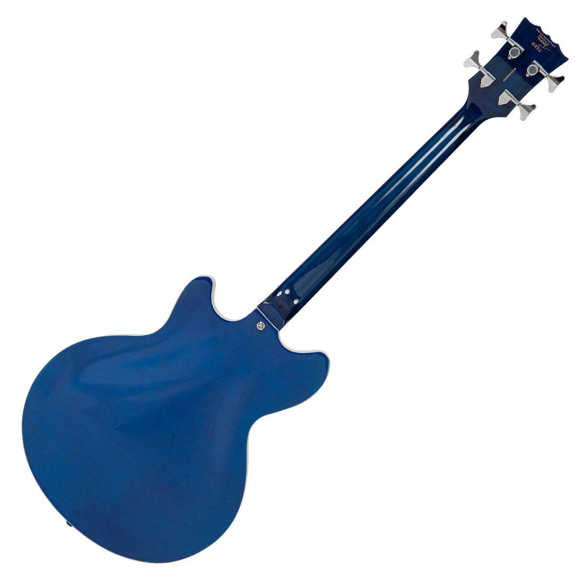 Vintage REVO Series 'Supreme' Semi Acoustic Bass ~ Blueburst, Bass Guitar for sale at Richards Guitars.