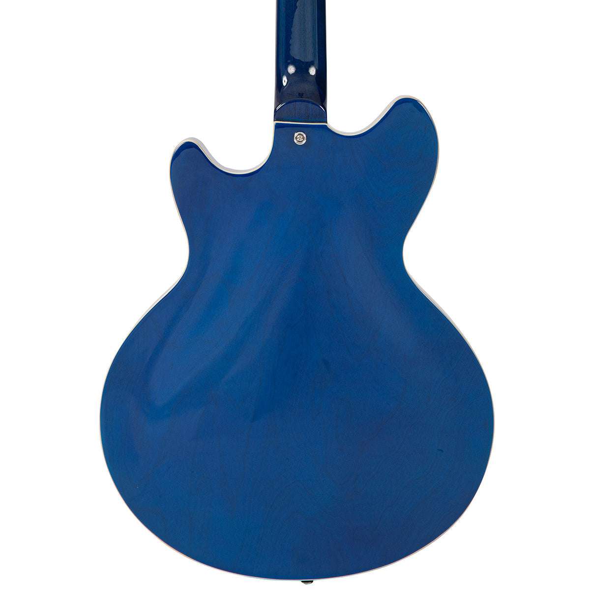Vintage REVO Series 'Supreme' Semi Acoustic Bass ~ Blueburst, Bass Guitar for sale at Richards Guitars.