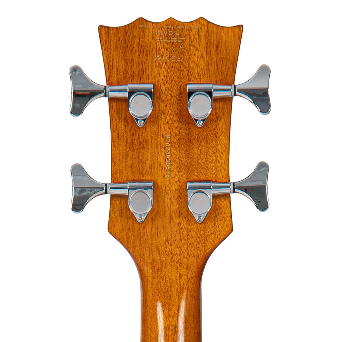 Vintage REVO Series 'Supreme' Semi Acoustic Bass ~ Natural, Bass Guitar for sale at Richards Guitars.