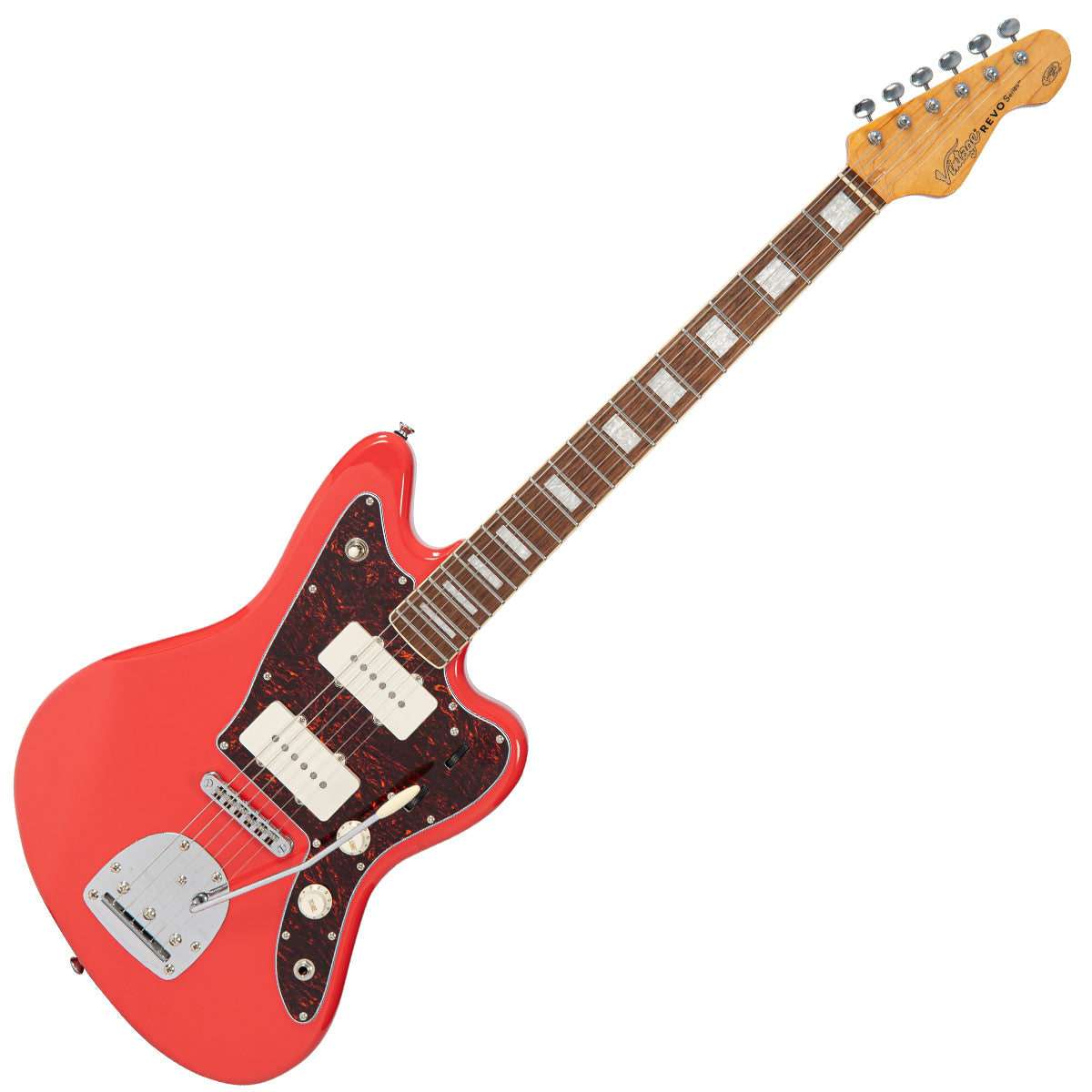Vintage REVO Series 'Surfmaster 90' Electric Guitar ~ Firenza Red, Electric Guitar for sale at Richards Guitars.