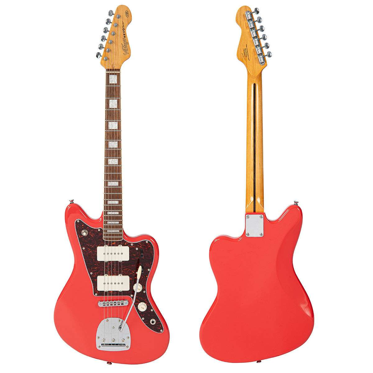 Vintage REVO Series 'Surfmaster 90' Electric Guitar ~ Firenza Red, Electric Guitar for sale at Richards Guitars.