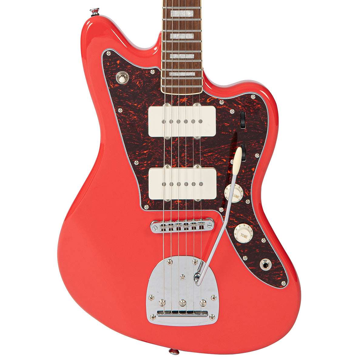 Vintage REVO Series 'Surfmaster 90' Electric Guitar ~ Firenza Red, Electric Guitar for sale at Richards Guitars.