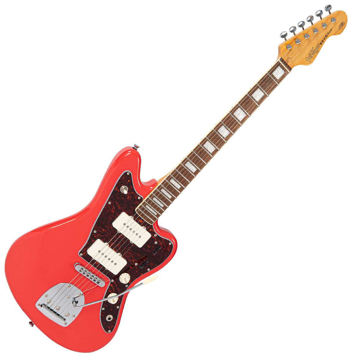 Vintage REVO Series 'Surfmaster 90' Electric Guitar ~ Firenza Red, Electric Guitar for sale at Richards Guitars.