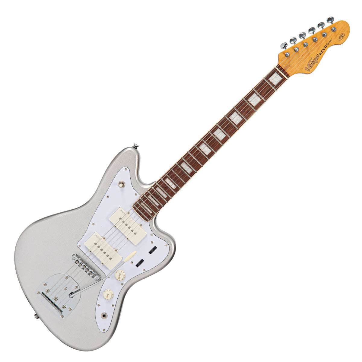 Vintage REVO Series 'Surfmaster 90' Electric Guitar ~ Metallic Silver, Electric Guitar for sale at Richards Guitars.