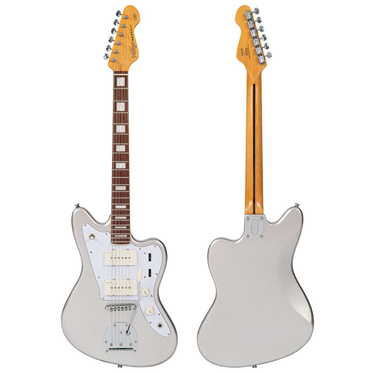 Vintage REVO Series 'Surfmaster 90' Electric Guitar ~ Metallic Silver, Electric Guitar for sale at Richards Guitars.