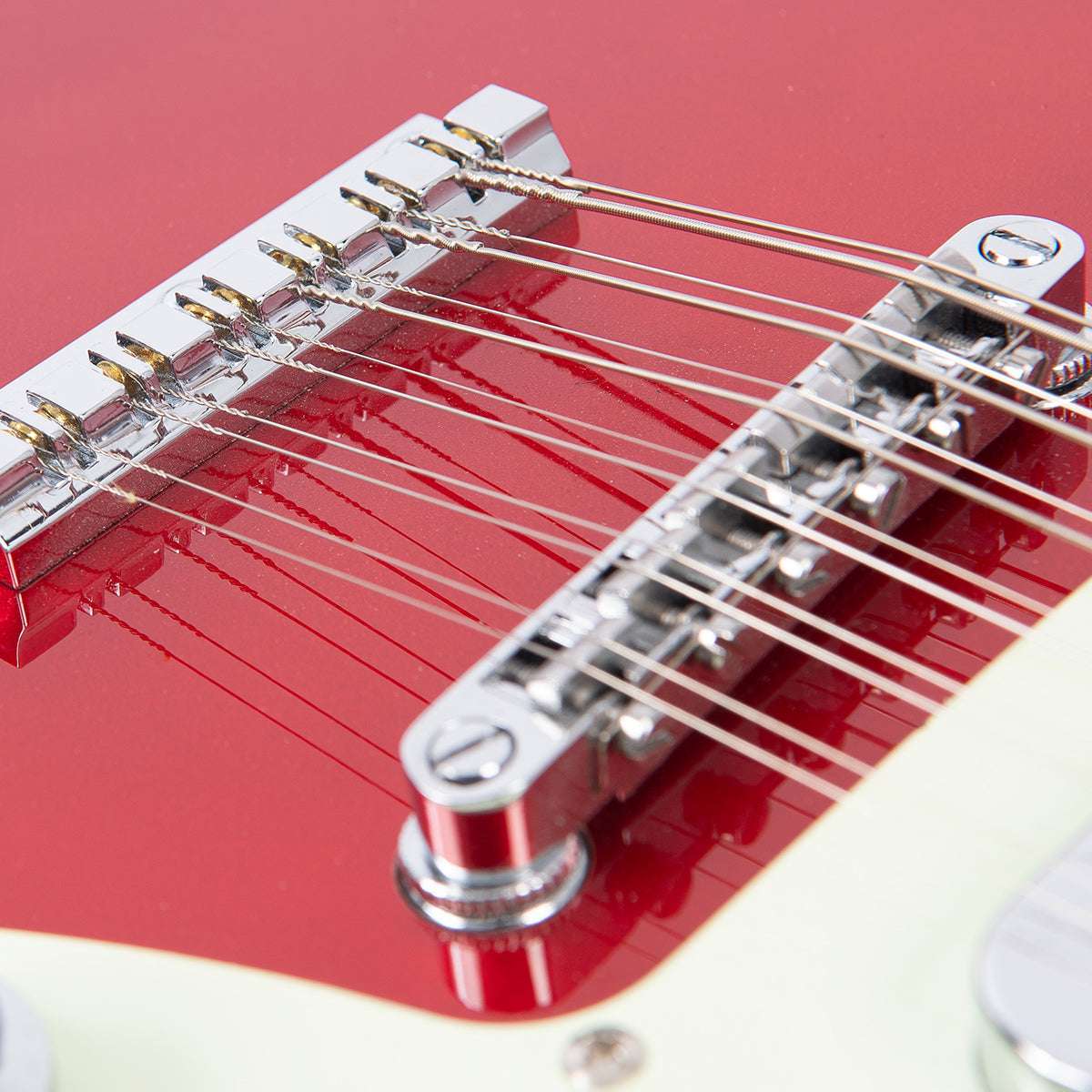 Vintage REVO Series 'Surfmaster Thinline 12' Electric Guitar ~ Candy Apple Red, Electric Guitar for sale at Richards Guitars.