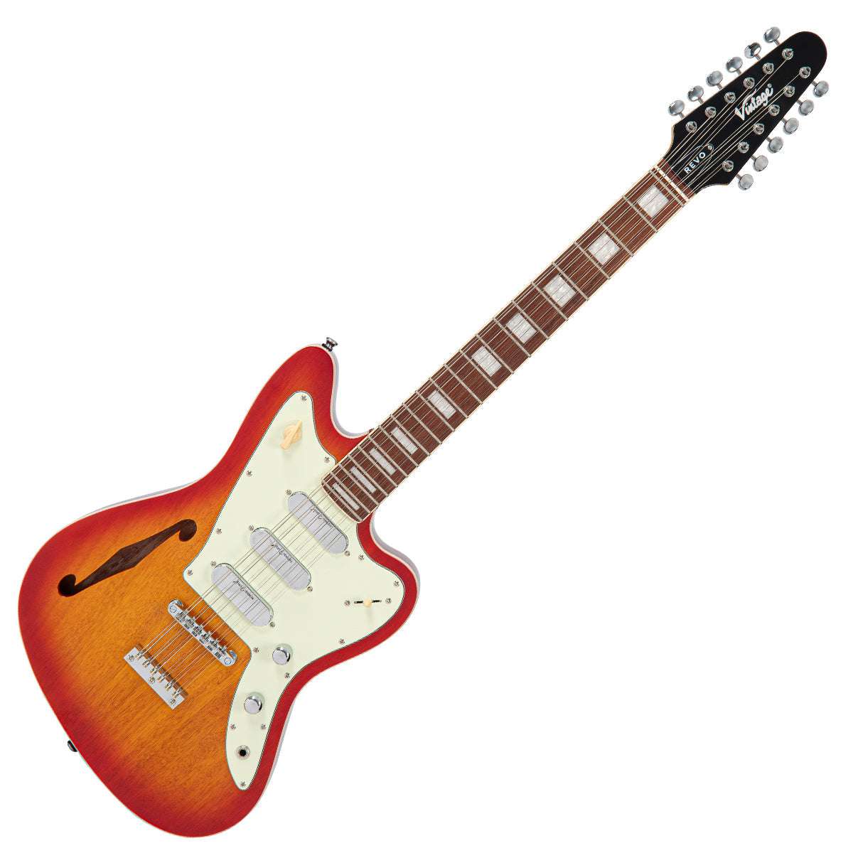 Chitarra elettrica vintage REVO Series 'Surfmaster Thinline 12' ~ RevoGlo, in vendita presso Richards Guitars.