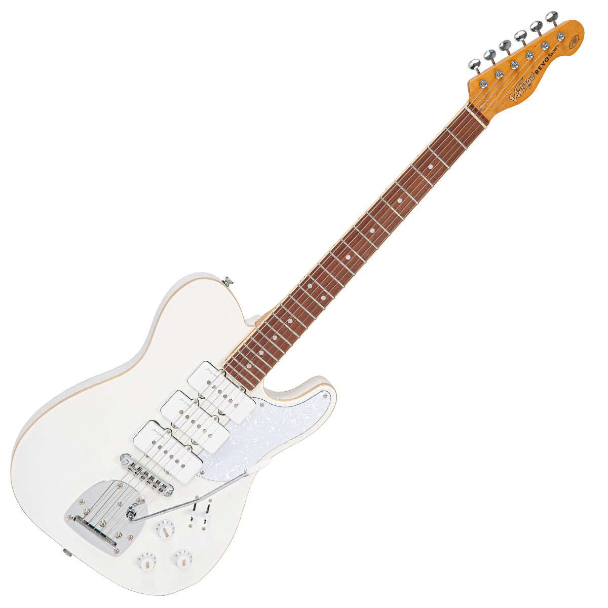 Vintage REVO Series Trio Electric Guitar ~ Arctic White, Electric Guitar for sale at Richards Guitars.