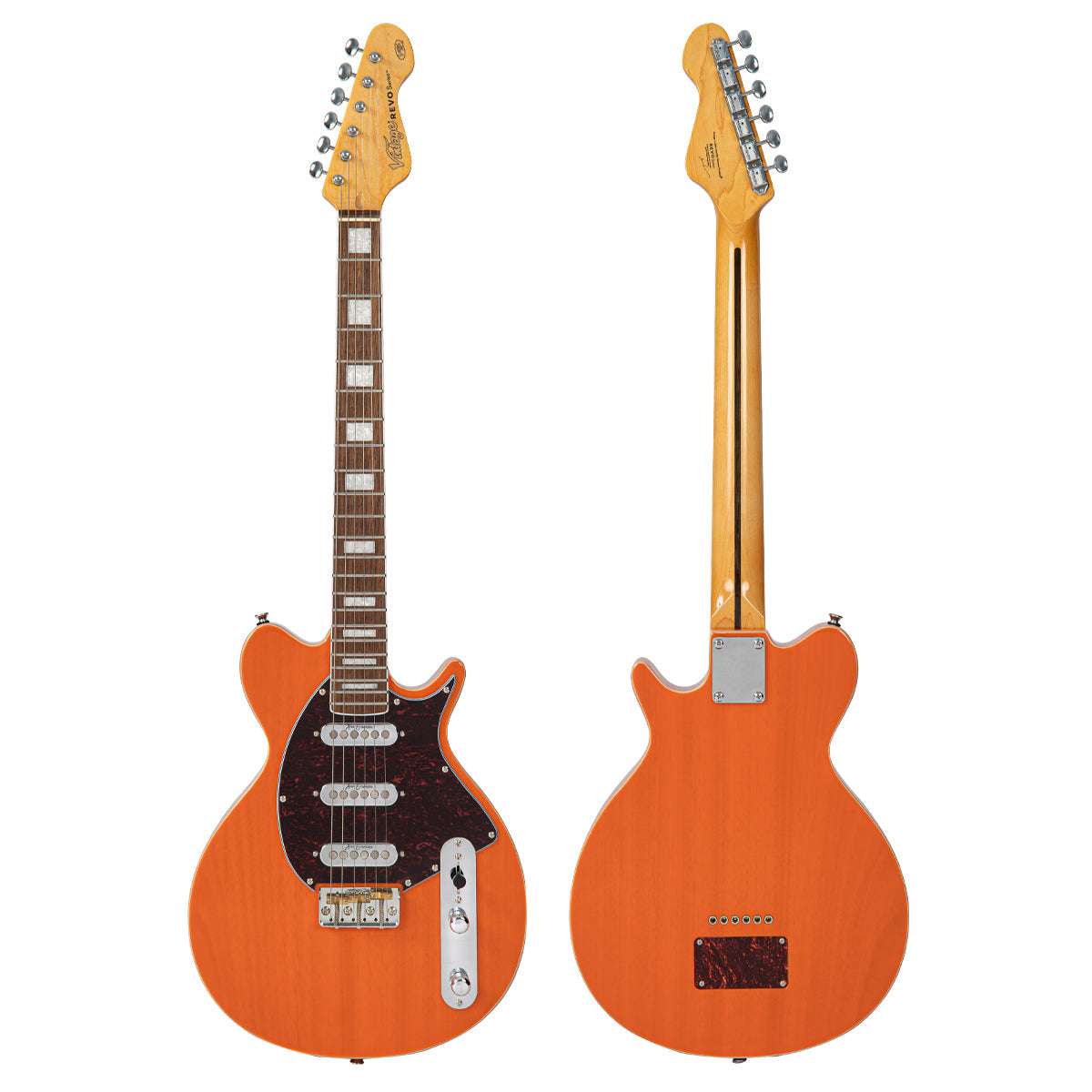 Vintage REVO Series 'Vision' Electric Guitar ~ Trans Orange, Electric Guitar for sale at Richards Guitars.