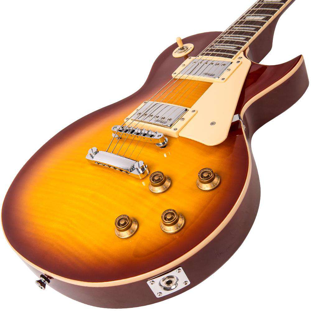 Vintage V100IT ReIssued Electric Guitar ~ Flamed Iced Tea, Electric Guitar for sale at Richards Guitars.