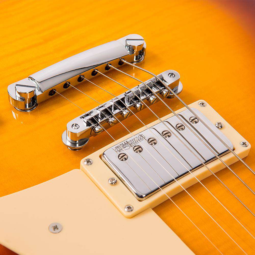 Vintage V100IT ReIssued Electric Guitar ~ Flamed Iced Tea, Electric Guitar for sale at Richards Guitars.